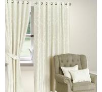 Luxury Full Line Heavy Jacquard Curtains with Tie Backs - Pencil Pleat Curtains for Living Room, Bedroom, or Office - Elegant and Premium Design - Cream - 90x108