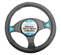 Luxury Genuine Black Real Leather With Black Stitching Car Steering Wheel Cover