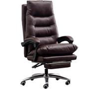 Luxury Genuine Leather Executive Office Chair with Footrest High Back Swivel Task Chair Ergonomic Design for Home Office