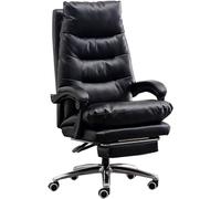 Luxury Genuine Leather Executive Office Desk Chair with Retractable Footrest High Back Swivel Task Chair Ergonomic Design for Home Office