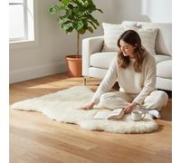 Luxury Genuine Sheepskin Rug - 100% Real Wool Natural Soft Silky Fluffy Hide, Premium Sheepskin Throw for Bedroom, Sofa or Floor, Warm & Breathable Home Décor Accent (90 x 60 cm) (Beige)