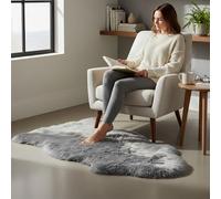 Luxury Genuine Sheepskin Rug - 100% Real Wool Natural Soft Silky Fluffy Hide, Premium Sheepskin Throw for Bedroom, Sofa or Floor, Warm & Breathable Home Décor Accent (90 x 60 cm) (Grey)
