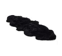 Luxury Genuine Sheepskin Rug - 100% Real Wool Natural Soft Silky Fluffy Hide, Premium Sheepskin Throw for Bedroom, Sofa or Floor, Warm & Breathable Home Décor Accent (180 x 60 cm) (Black)