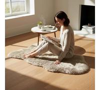 Luxury Genuine Sheepskin Rug - 100% Real Wool Natural Soft Silky Fluffy Hide, Premium Sheepskin Throw for Bedroom, Sofa or Floor, Warm & Breathable Home Décor Accent (90 x 60 cm) (Taupe)
