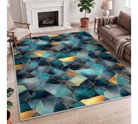 Luxury Geometric Marble Abstract Agate Flow Texture Multicolor Runner Rug, 80x150cm (2.6x5ft) Non-Slip, Washable Polyester Rug for Hallway, Kitchen, Bedside, Utility Room, Entrance