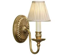 Luxury Georgian Single Curved Arm Wall Light Solid Brass & Beige Organza Shade Loops Metallics One Size