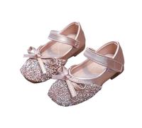 Luxury Girl Shoes Rhinestone Chic Leather Spring Autumn Bowknot Fashion Princess Causal Party Flat Shoe(Gold,36)