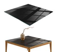 Luxury Glass Dining Table Top Protector Solid Black Without Pattern Square 60cm