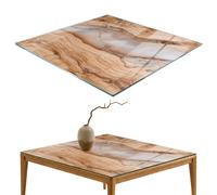 Luxury Glass Dining Table Top Protector Wood With Resin Accents Square 50cm