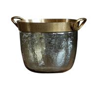 Luxury Glass Ice Bucket with Gold Copper Edge Decoration Retro Style Handmade Metal Insulated Ice Bucket, Great for Home Bar, Chilling Beer, Champagne, Wine Bottle