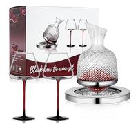Luxury Glass Wine Decanter Set with 2 Crystal Glasses - 1500ml 360° Rotating Design for Fast Aeration, Lead-Free Red Wine Carafe Gift Box for Wedding, Anniversary, Retirement, Wine Enthusiasts