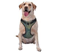 Luxury Gold And Natural Green,Pet Harness,Adjustable Reflective Dog Harness,Pet Leash Vest,M