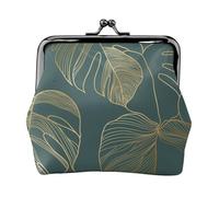 Luxury Gold and Natural Green, PU Leather Coin Purse, Small Wallets, Change Pouch with Kiss Lock Clasp Buckle, Change Purse