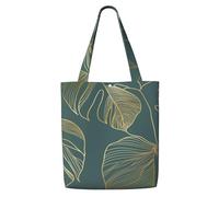 Luxury Gold And Natural Green,Reusable Grocery Bags Shopping Tote Bags Large Capacity Canvas Shoulder bag