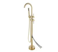 Luxury Gold Bathtub Faucet & Handheld Shower Mixer - Floor Mounted Elegant Free Standing Taps for Modern Bathrooms Stylish Durable Easy Installation - Style 2