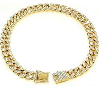 Luxury Gold Cat Necklace Jewelry Rhinestone Pet Cuban Chain Collar Kitten Doggie Wedding Prom Costume Accessories for Cats Puppy