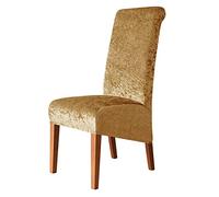 Luxury Gold Crushed Velvet Chair Covers for Dining Chairs Wedding Banquet Party Chair Protective Slipcover (Light Grey 2PCS)