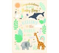 Luxury gold foil 'Welcome To The World Little One' Baby Boy Greeting Card by Wishing Well Studios, 10 X 8 Inches