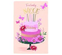 Luxury Gold Foiled Birthday Card 'To A Lovely Niece' designed by Wishing Well Studios 5 X 8 inches