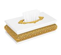 Luxury Gold Hollow-Out Tissue Box Holder - Decorative Napkin Storage Case with Oval Top Opening, 25.5×14.5×7.5 cm