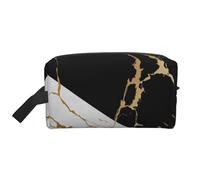 Luxury Gold Marble Abstract Black and WhiteMakeup Trave Bag for Women,Cosmetic Large Capacity Organizer
