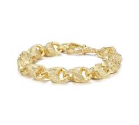 Luxury Gold-Plated 12mm 3D Tulip Bracelet with Albert Clasp - Ultra Heavyweight Design, Unique Patterned Links, Adjustable Fit 8-9 Inch Wrist, 63g Weight - Bling King London