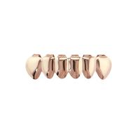 Luxury Gold Plated Grid-Textured Hip Hop Grillz - Top & Bottom Removable Dental Caps Set for Bling Included Silver Black Rose(Rose Gold Lower Tooth)