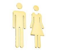 Luxury Gold Signs Bathroom for Doors 2-Pack - Gender Restroom Symbols (Man/Woman) with Adhesive Backing - Durable Metal Toilet Signs for Office, Hotels & Public Restrooms (2 Pairs)