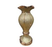 Luxury Gold Sparkly Mirrored Floor Vase - Crushed Diamond Crystal Design - 40x60cm - Glamorous Home Decoration with Artificial Flowers - Large Gold Ceramic Flower Pot - Bling Diamante Glitter Vase