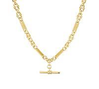 Luxury Gold Stars and Bars T-Bar Chain Necklace ︱Luxury finish and detailing︱Gold Star & Bars Bracelet with T-Bar for Women (Necklace Length: 16 inches, Width: 8mm) - Bling King London
