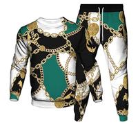 Luxury Golden Chain 3D Printed Women's Men's Tracksuit 2 Piece Set Sweatshirt and Joggers Hip Hop Activewear Streetwear