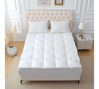 Luxury Goose Feather Mattress Topper 5cm Deep Extra Thick Bed Topper 100% Cotton Anti Dust Mite & Feather Proof Fabric Hypoallergenic Fluffy Super Soft Comfy Enhancer (Single (90 x 190 cm))