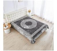 Luxury Greek Key Throw Charcoal 150x200cm Super Soft Plush Fleece Warm Cosy Sofa Bed Mink Blanket Deep Sleeping Bed Throw Blanket (Charcoal, 150 x 200 cm)