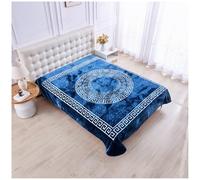 Luxury Greek Key Throw Navy 150x200cm Super Soft Plush Fleece Warm Cosy Sofa Bed Mink Blanket Deep Sleeping Bed Throw Blanket (Navy, 150 x 200 cm)