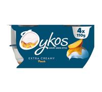 Luxury Greek Yogurt Pots 4x110g - Oykos Yoghurt Multipack Healthy Gluten Free Dessert (Peach)
