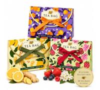Luxury Green & Black Tea Handbag Gift Bundle - Super Berries, Orange & Jasmine & Lemon Ginger Tea Collection - 30 Premium Individual Wrapped Tea Bags - Elegant Purse Gift Boxes with Ribbon Handles