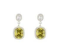 Luxury Green Coloured Diamond Drop Earrings Radiant Elegant Evening Party Date Gift Women
