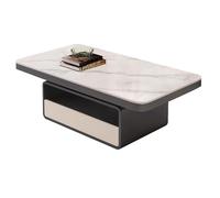 Luxury Grey Sintered Stone Coffee Table - Modern Rectangular Center Table with Storage for Small Spaces Stylish Living Room Furniture (47.2in/120cm)