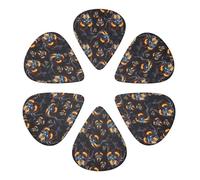 Luxury Guitar Picks 6 Pack Fire Tiger Black, Thin, Medium, Heavy Gauges (0.46mm/0.71mm/0.96mm) For Electric Guitar, Acoustic Guitar, Bass & Mandolin