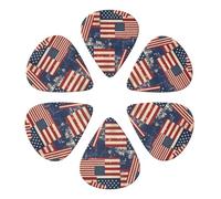 Luxury Guitar Picks 6 Pack Grunge Usa Flag American Flag, Thin, Medium, Heavy Gauges (0.46mm/0.71mm/0.96mm) For Electric Guitar, Acoustic Guitar, Bass & Mandolin