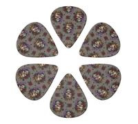 Luxury Guitar Picks 6 Pack King Cool Skull Tattoo Art, 0.46mm/0.71mm/0.96mm For Acoustic, Electric, Bass & Mandolin