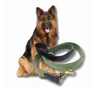Luxury Handcrafted Dog Lead, Sage Green Cord & Black Leather for Large Dogs & Puppies, Made in UK, Vegetable-Dyed Italian Leather and Wide Wale Corduroy, Designer Pet Leash (Large)