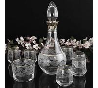 Luxury Handcrafted Glass Zam Zam Water Serving Set | Zemzem SETI | Hajj and Umrah Gift | Eid Housewarming | Islamic Gift for Ramadan | Perfect Eid Present | Islamic Glassware | (Platin Gilded)