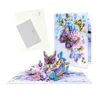 Luxury Handmade 3D Pop Up Card: Butterfly & Flowers Birthday Card for Mum, Daughter - Wedding Anniversary, Thank You Card with Magic Envelope (Butterfly A)