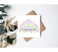 Luxury Handmade Sympathy Card for the loss of a Dog or Cat - So Sorry For Your Loss - Rainbow Bridge Pawprints