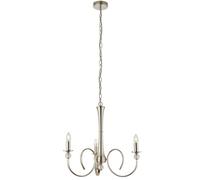 Luxury Hanging Ceiling Pendant Light Bright Nickel & Crystal 3 Lamp Chandelier