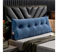 Luxury Headboard Pillow, Large Wedge Back Lumber Support Positioning Pillow With Pocket For Bed Sofa Tatami, Washable Daybed Triangle Bolster Cushion(200×50×20cm,Blue)