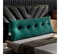 Luxury Headboard Pillow, Large Wedge Back Lumber Support Positioning Pillow With Pocket For Bed Sofa Tatami, Washable Daybed Triangle Bolster Cushion(180×50×20cm,Green)