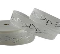 Luxury Heart Love, Valentines, Anniversary, Birthday, Christmas, Sheer Ribbon | Available in Cream or Silver (Silver, 1 Metre x 15mm)