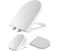 Luxury Heavy Duty D Shape Toilet Seat Cover with Soft Close & Top Fixing Hinges White Modern Bathroom Toilet Seat Quick Release Chip Resistant Easy Clean Design